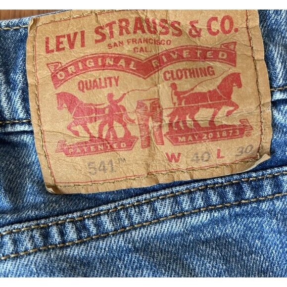 Levis 541 Jeans Mens 40x30 Blue Medium Wash Cotton Stretch Relaxed Tapered Fit - Picture 8 of 8